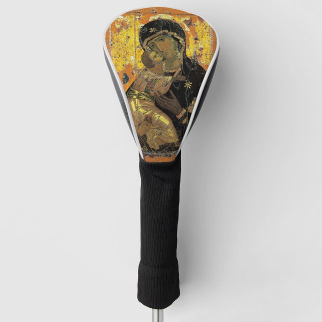 The Theotokos of Vladimir Orthodox Christian Icon  Golf Head Cover (Front)