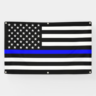 The Thin Blue Line American Flag Decor Display Banner