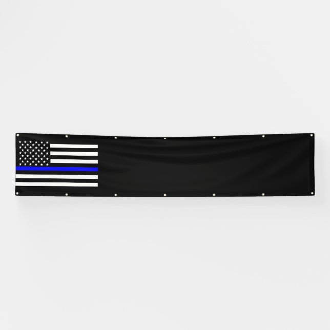 The Thin Blue Line American Flag Decor Display Banner (Horizontal)