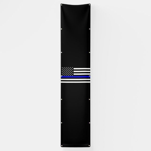 The Thin Blue Line American Flag Decor Display Banner (Vertical)