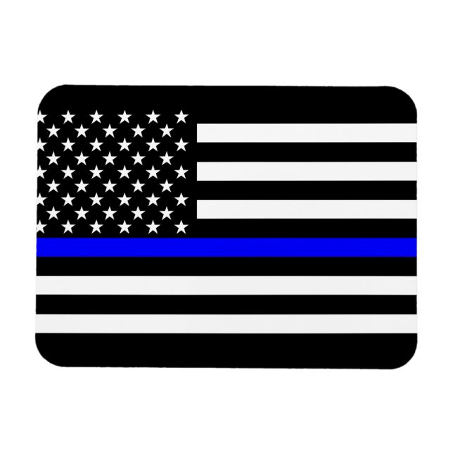 The Thin Blue Line American Flag Decor Magnet (Horizontal)