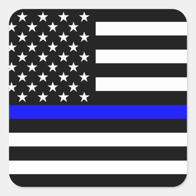 The Thin Blue Line American Flag Decor Square Sticker (Front)