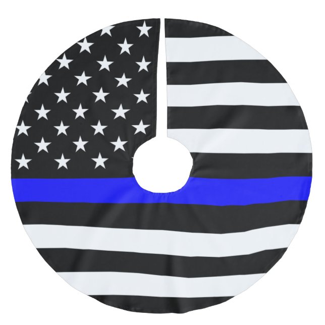 The Thin Blue Line Flag Brushed Polyester Tree Skirt (Front)