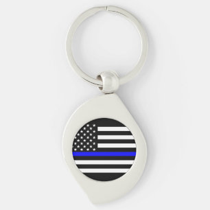 The Thin Blue Line Graphic Decor Display Key Ring