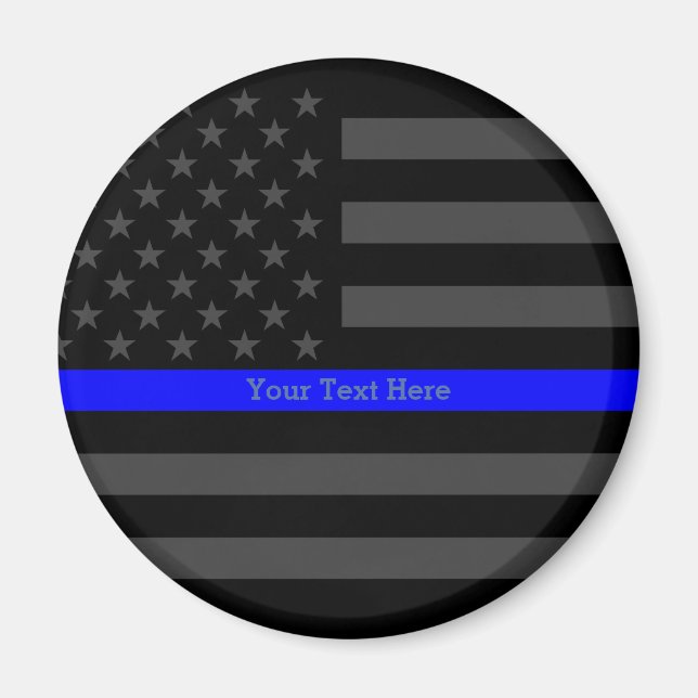 The Thin Blue Line Personalised Word Black US Flag Magnet (Front)