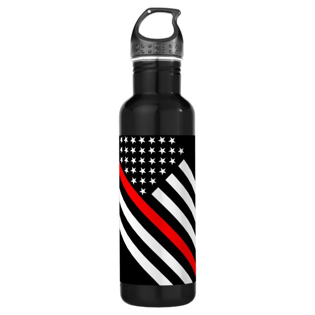 The Thin Red Line Black and White US flag 710 Ml Water Bottle (Front)