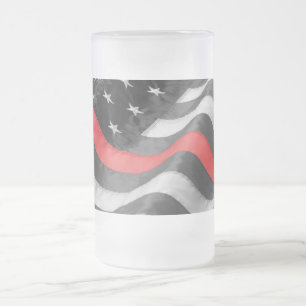 The Thin Red Line Frosted Glass Beer Mug