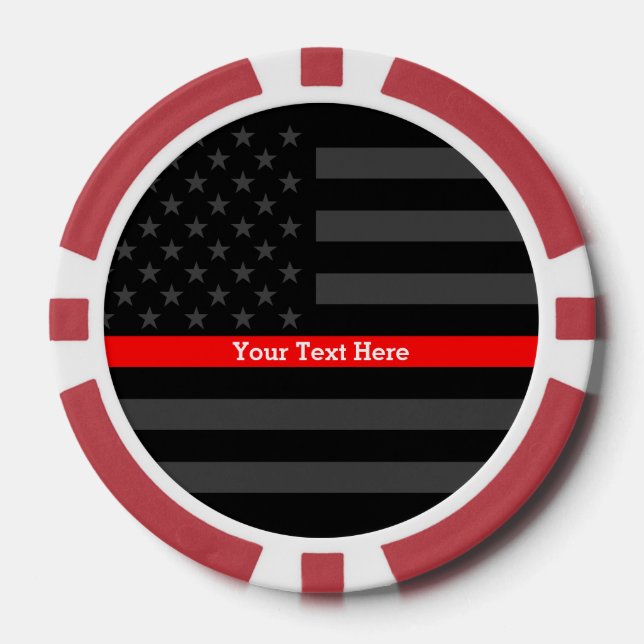 The Thin Red Line Personalised Black US Flag Poker Chips (Front)