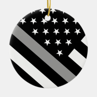 The Thin Silver Line Flag Ceramic Tree Decoration
