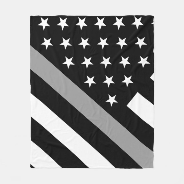 The Thin Silver Line Flag Fleece Blanket (Front)
