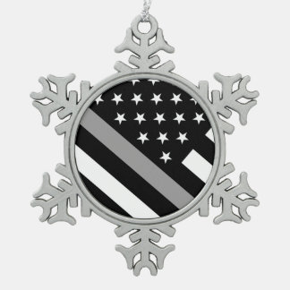 The Thin Silver Line Flag Snowflake Pewter Christmas Ornament