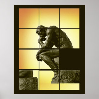 The Thinker, image sliding puzzle game, Le Penseur Poster