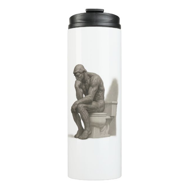 The Thinker on the Throne – Classical Charcoal Sty Thermal Tumbler (Front)