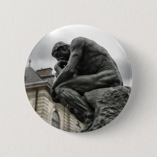 The Thinker Rodin Paris Sculpture 6 Cm Round Badge (Front)