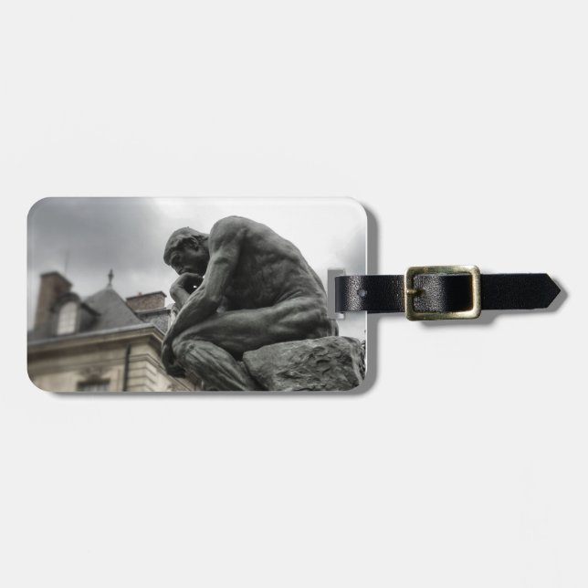 The Thinker Rodin Paris Sculpture Luggage Tag (Front Horizontal)