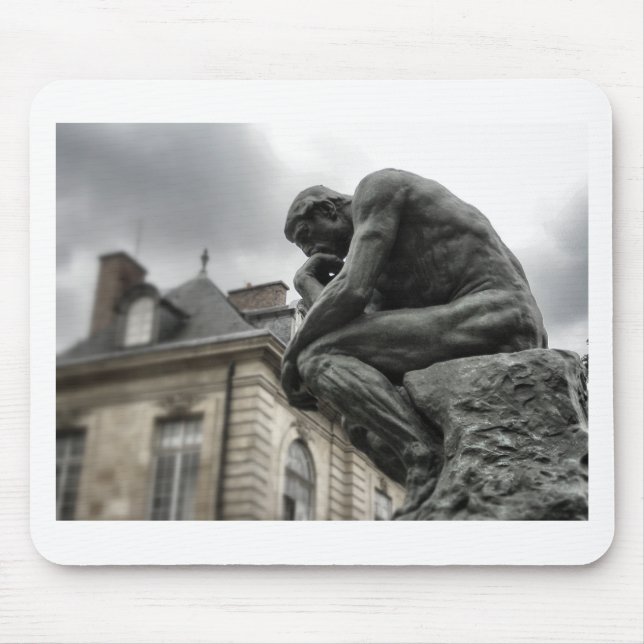 The Thinker Rodin Paris Sculpture Mouse Mat (Front)