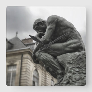 The Thinker Rodin Paris Sculpture Square Wall Clock