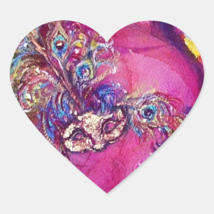 THE THIRD MASK/ Venetian Masquerade Pink Heart Heart Sticker