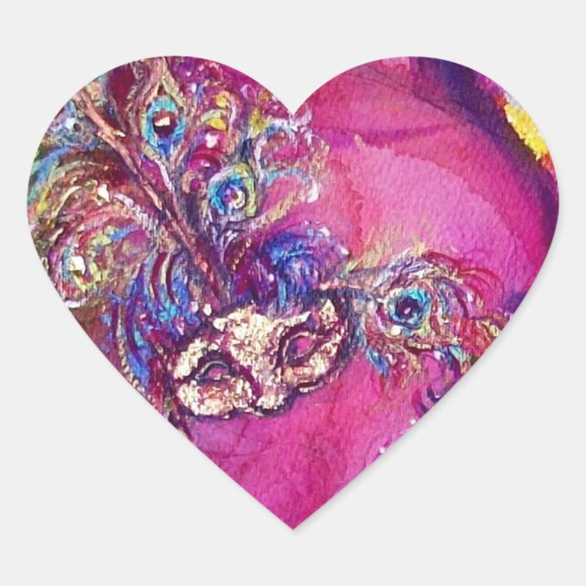 THE THIRD MASK/ Venetian Masquerade Pink Heart Heart Sticker (Front)