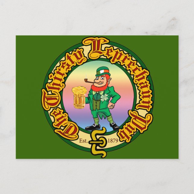 The Thirsty Leprechaun Pub Postcard (Front)