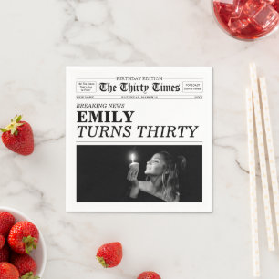 The Thirty Times Newspaper 30th Birthday Napkin
