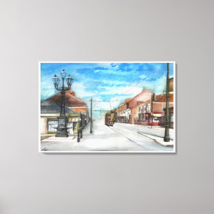 The Thornaby 5 Lamps and the Tram Canvas Print