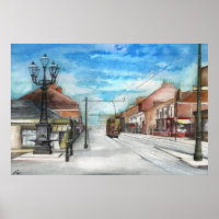 The Thornaby 5 lamps and the tram - POSTER