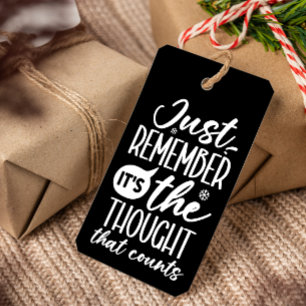 THE THOUGHT THAT COUNTS FUNNY CHRISTMAS BLACK  GIFT TAGS