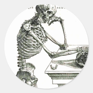 The Thoughtful Skeleton Classic Round Sticker