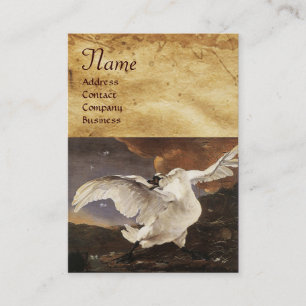 The Threatened Swan Monogram ,Purple Pearl Paper Business Card