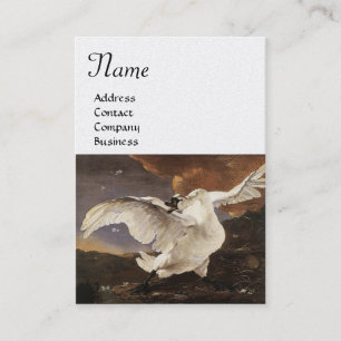 The Threatened Swan Monogram ,White Pearl Paper Business Card