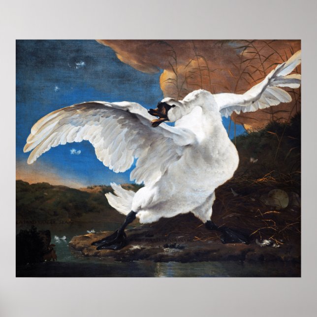 The Threatened Swan painting by Jan Asselijn Poster (Front)