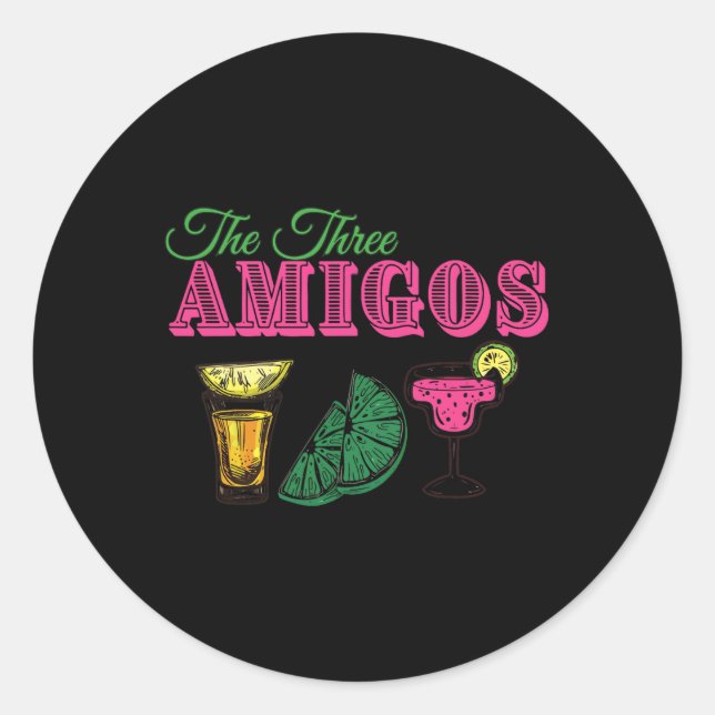 The Three Amigos Funny Cinco De Mayo  Classic Round Sticker (Front)