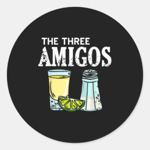 The Three Amigos Tequila Lime Salt Party Humour Classic Round Sticker