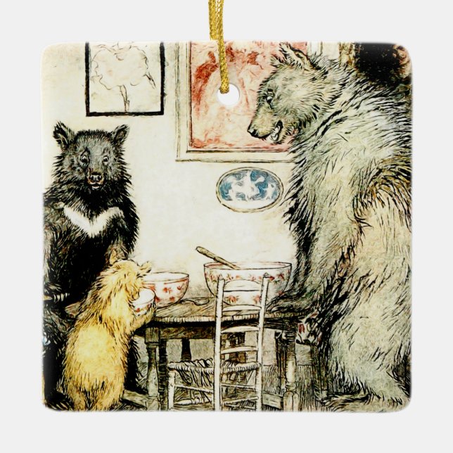 “The Three Bears” by Arthur Rackham Ceramic Ornament (Front)