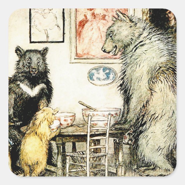 “The Three Bears” by Arthur Rackham Square Sticker (Front)