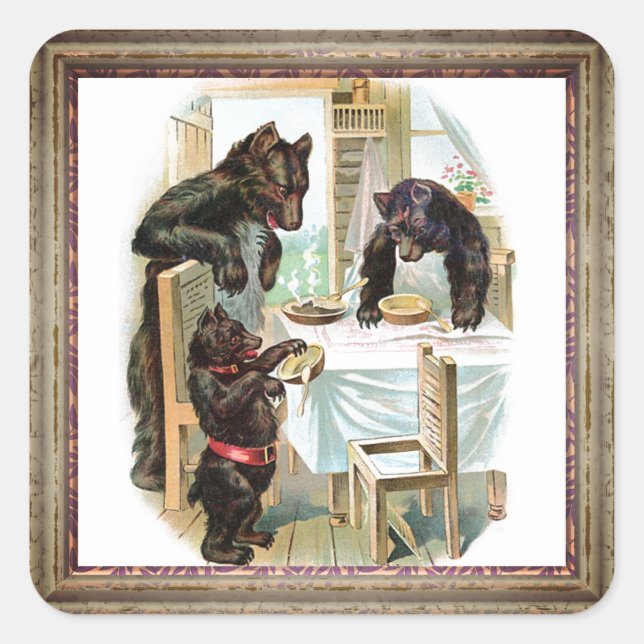 The Three Bears Square Sticker (Front)