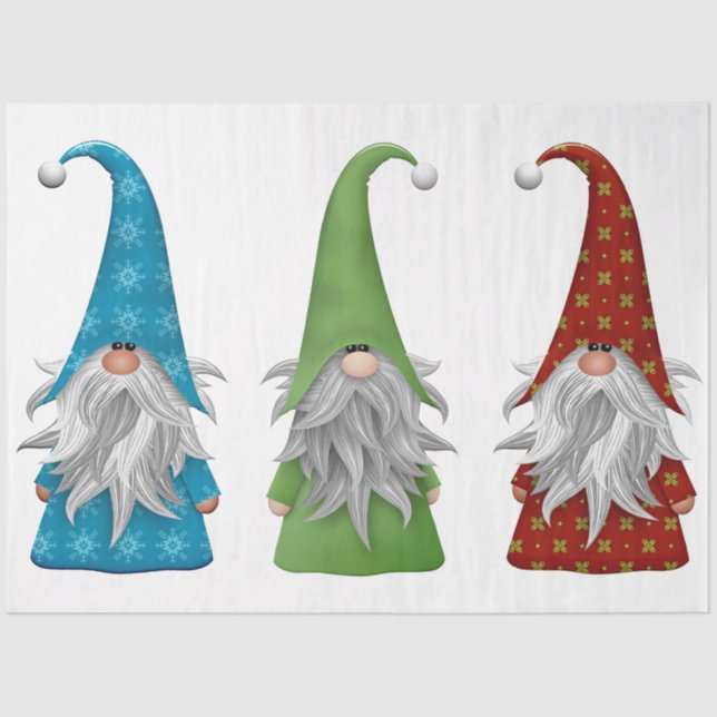 The Three Christmas Gnomes Tissue Paper (Front)
