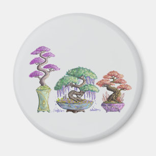 The three colored bonsai vases. magnet