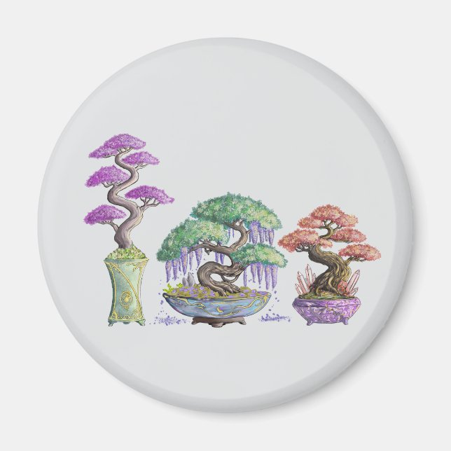 The three colored bonsai vases. magnet (Front)