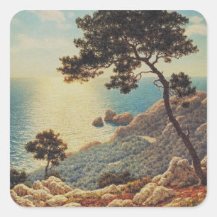 The three cornices of the French Riviera Square Sticker
