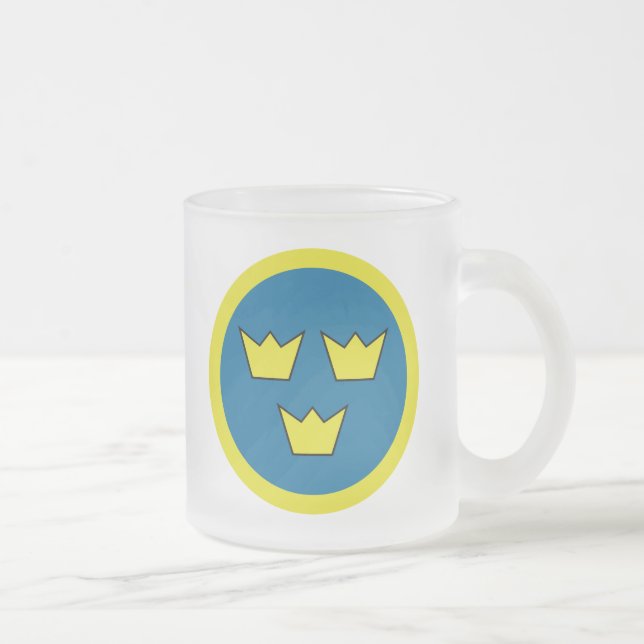 The Three Crowns of Sweden Frosted Glass Coffee Mug (Right)