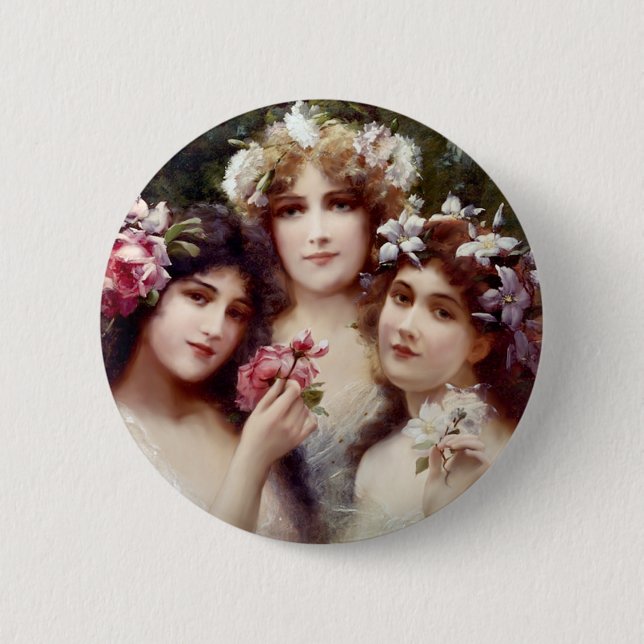 The Three Graces 6 Cm Round Badge (Front)