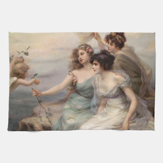 The Three Graces by Edouard Bisson Tea Towel (Horizontal)