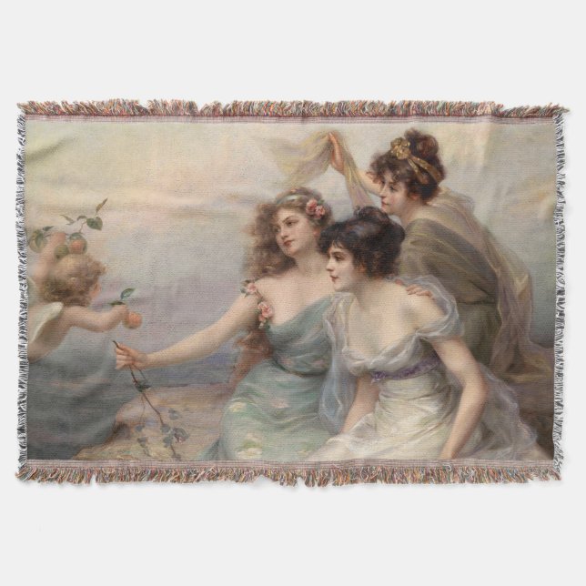 The Three Graces by Edouard Bisson Throw Blanket (Front)