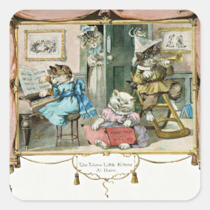 The Three Little Kittens at Home Square Sticker