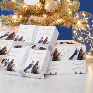 The Three Magi Bearing gifts & Christmas greeting Wrapping Paper