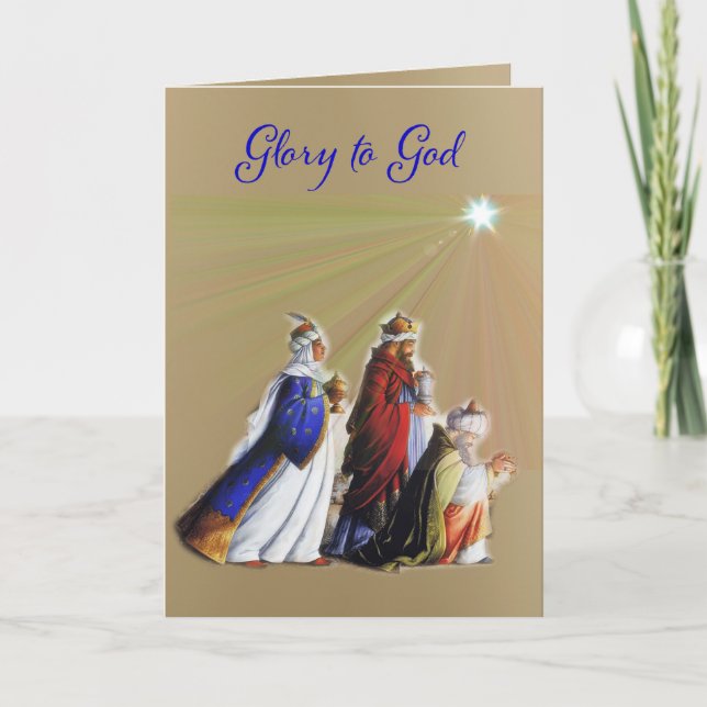 The Three Magi Bearing gifts Glory to God Card (Front)