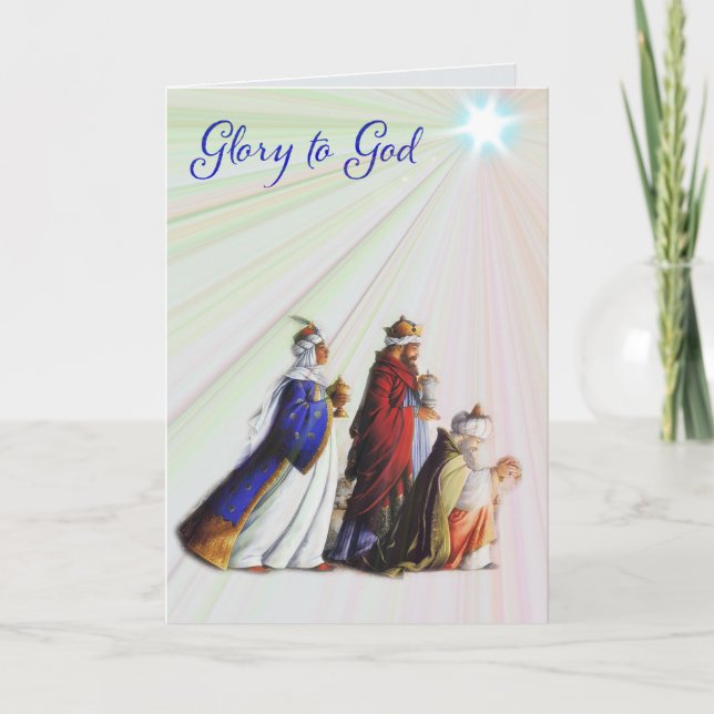The Three Magi Bearing gifts Glory to God Card (Front)