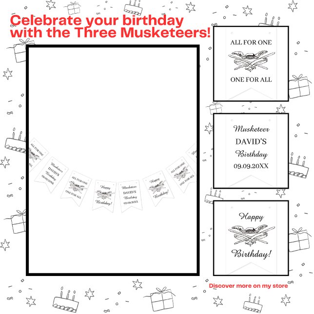 The Three Musketeers Happy Birthday Bunting (Creator Uploaded)